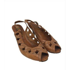 West 31st Open Toe Faux Leather Lace Pumps size